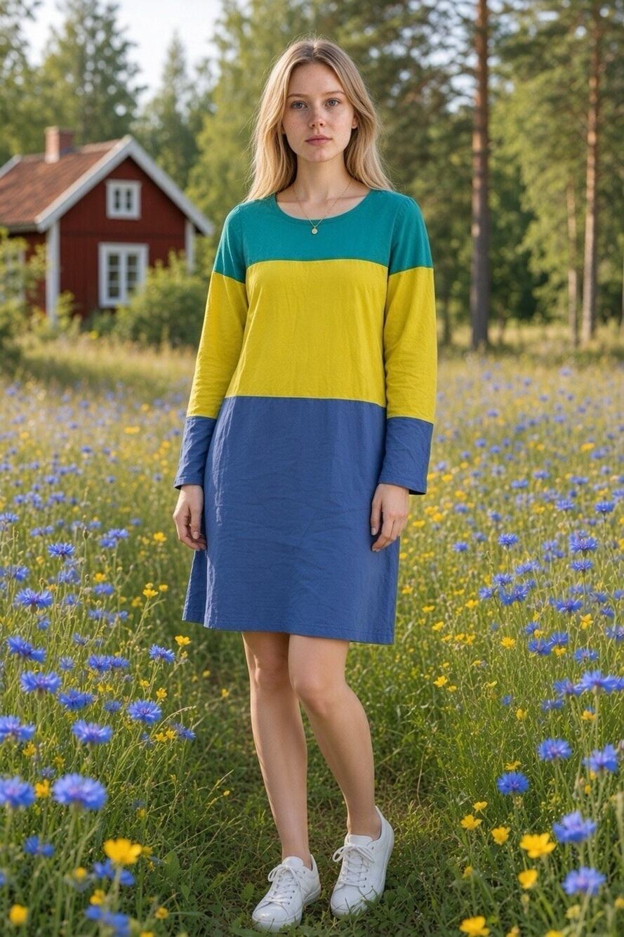 Anthropologie Maeve 8 Brightblock Blue Yellow Colorblock Shift Dress